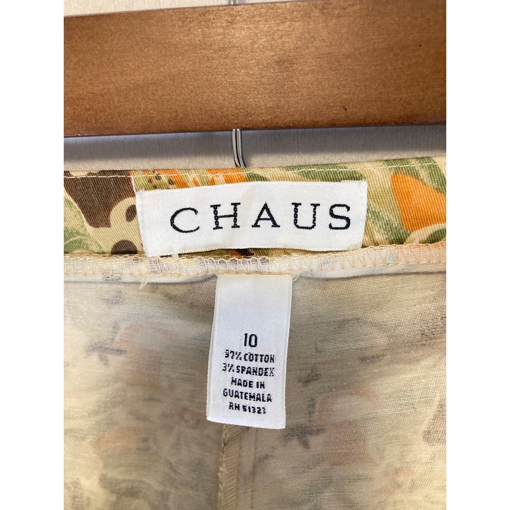 Cottagecore Chaus Womens Size‎ 10 Green Orange Floral Cropped High Rise Pants - Picture 3 of 10